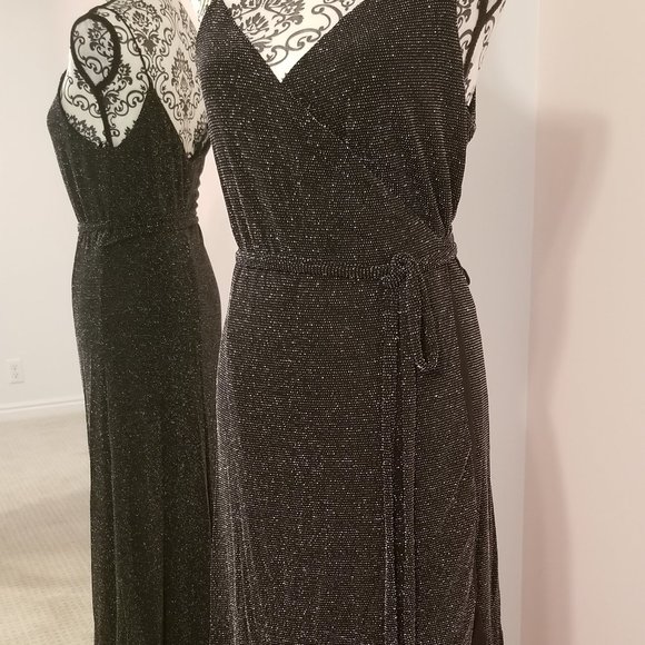 Celestial Black and Silver Wrap Maxi Dress - Lulus - Picture 15 of 16